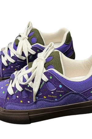 Casual Day Outfits, Easy Trendy Outfits Purple Star Skater Sneakers