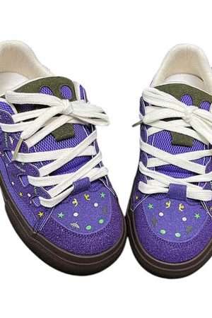 Casual Day Outfits, Easy Trendy Outfits Purple Star Skater Sneakers