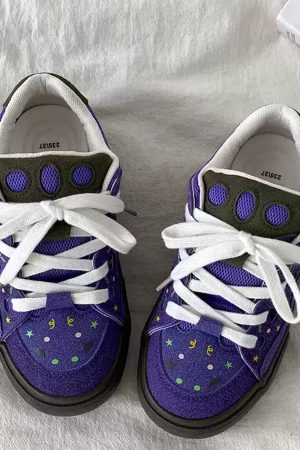 Casual Day Outfits, Easy Trendy Outfits Purple Star Skater Sneakers