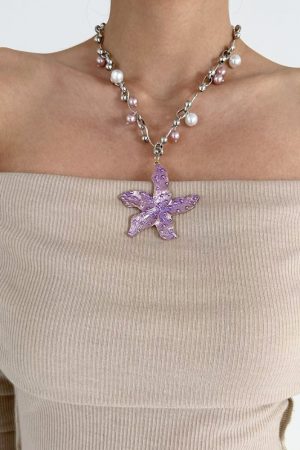 Casual Day Outfits, Easy Trendy Outfits Purple Tropical Flower Choker