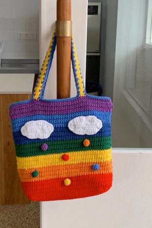 Casual Day Outfits, Easy Trendy Outfits Rainbow Knitted Tote Bag