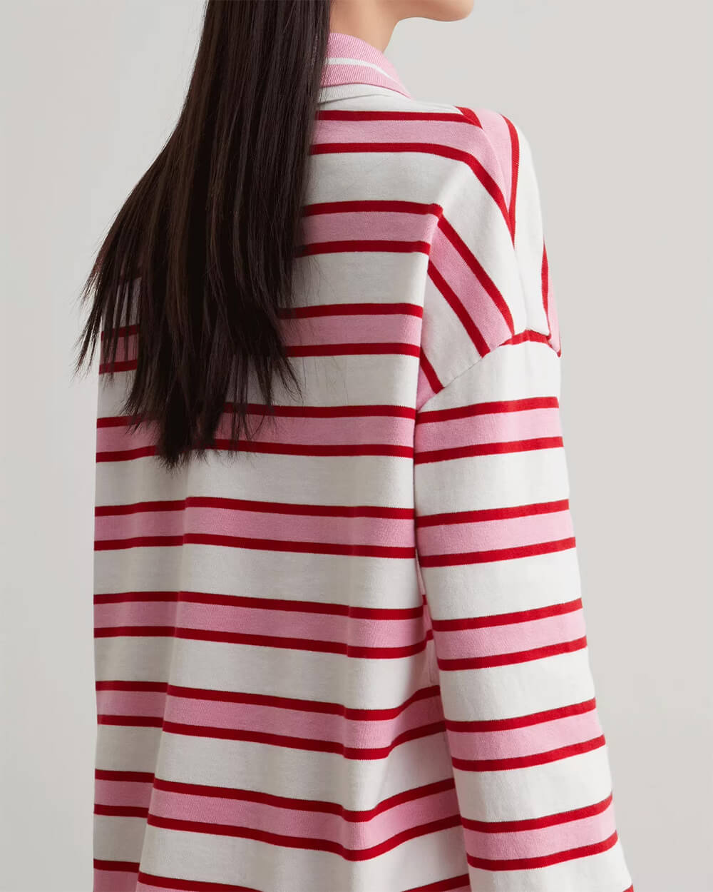 Casual Day Outfits, Easy Trendy Outfits Raspberry Ice Cream Stripe Oversized Polo Casual Day Outfits, Easy Trendy Outfits Raspberry Ice Cream Stripe Oversized Polo
