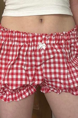 Casual Day Outfits, Easy Trendy Outfits Red Gingham Picnic Shorts