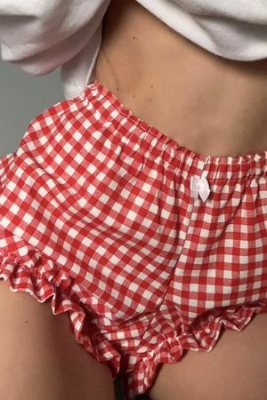 Casual Day Outfits, Easy Trendy Outfits Red Gingham Picnic Shorts