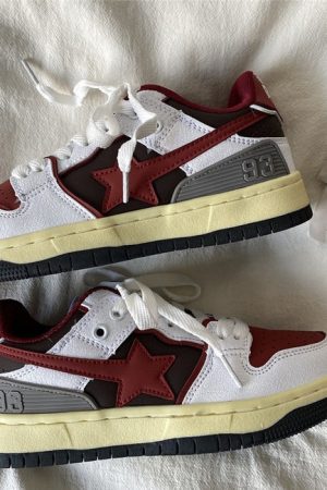 Casual Day Outfits, Easy Trendy Outfits Red & Grey Shooting Star Sneakers