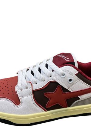 Casual Day Outfits, Easy Trendy Outfits Red & Grey Shooting Star Sneakers