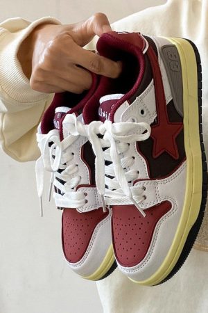 Casual Day Outfits, Easy Trendy Outfits Red & Grey Shooting Star Sneakers