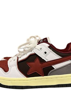 Casual Day Outfits, Easy Trendy Outfits Red & Grey Shooting Star Sneakers