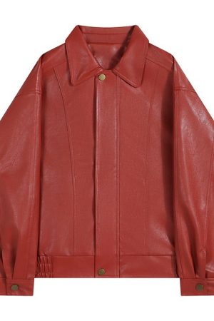 Casual Day Outfits, Easy Trendy Outfits Red Grunge Leather Jacket