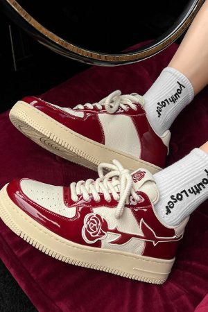 Casual Day Outfits, Easy Trendy Outfits Red Rose Aesthetic Sneakers