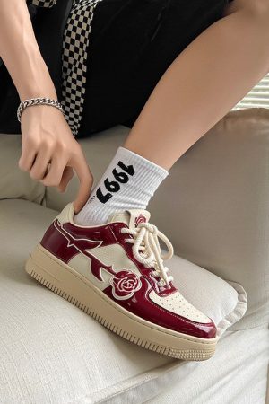 Casual Day Outfits, Easy Trendy Outfits Red Rose Aesthetic Sneakers