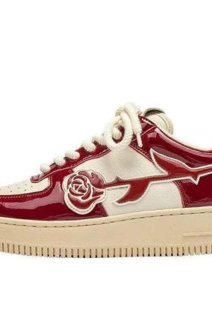 Casual Day Outfits, Easy Trendy Outfits Red Rose Aesthetic Sneakers