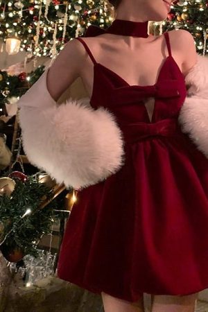 Casual Day Outfits, Easy Trendy Outfits Red Velvet Halter Dress