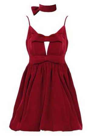 Casual Day Outfits, Easy Trendy Outfits Red Velvet Halter Dress