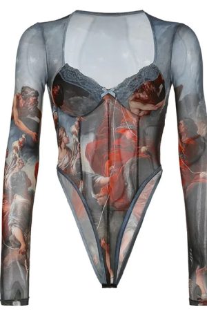 Casual Day Outfits, Easy Trendy Outfits Renaissance Mesh Bodysuit