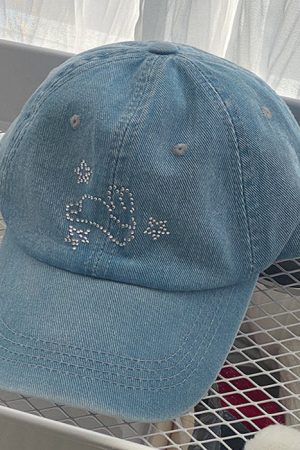 Casual Day Outfits, Easy Trendy Outfits Rhinestone Bunny Y2K Denim Cap