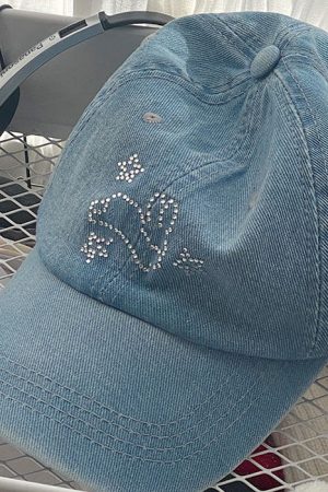 Casual Day Outfits, Easy Trendy Outfits Rhinestone Bunny Y2K Denim Cap
