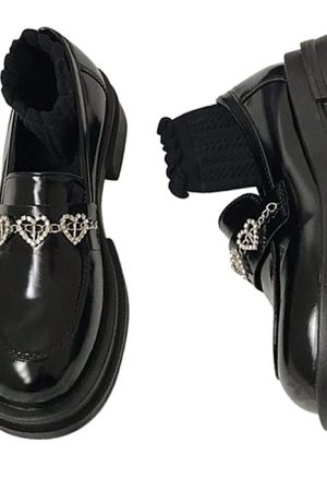 Casual Day Outfits, Easy Trendy Outfits Rhinestone Heart Loafers