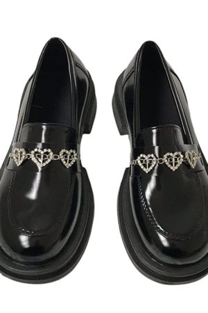 Casual Day Outfits, Easy Trendy Outfits Rhinestone Heart Loafers