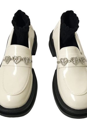 Casual Day Outfits, Easy Trendy Outfits Rhinestone Heart Loafers