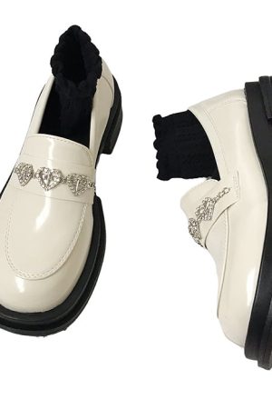 Casual Day Outfits, Easy Trendy Outfits Rhinestone Heart Loafers