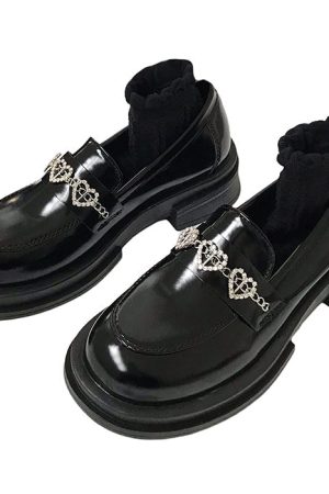 Casual Day Outfits, Easy Trendy Outfits Rhinestone Heart Loafers