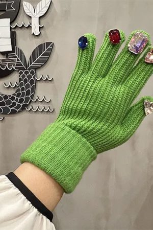 Casual Day Outfits, Easy Trendy Outfits Rhinestone Knit Gloves
