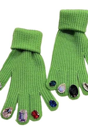 Casual Day Outfits, Easy Trendy Outfits Rhinestone Knit Gloves