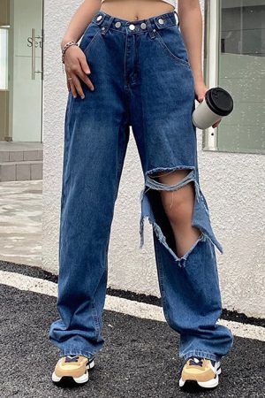 Casual Day Outfits, Easy Trendy Outfits Ripped Baggy Jeans