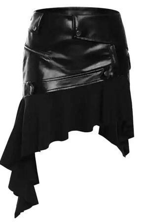 Casual Day Outfits, Easy Trendy Outfits Rock The Scene Asymmetric Leather Skirt