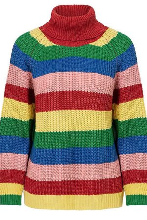Casual Day Outfits, Easy Trendy Outfits Roll Neck Rainbow Jumper