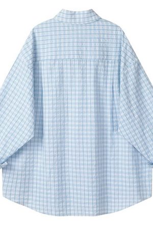 Casual Day Outfits, Easy Trendy Outfits Rue des Fleurs Pastel Plaid Loose Shirt