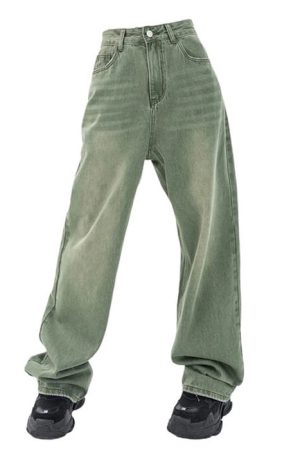 Casual Day Outfits, Easy Trendy Outfits Sage Green Baggy Jeans