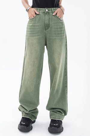 Casual Day Outfits, Easy Trendy Outfits Sage Green Baggy Jeans