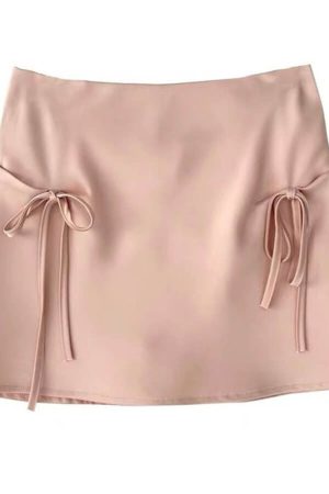 Casual Day Outfits, Easy Trendy Outfits Satin Mini Skirt with Bows
