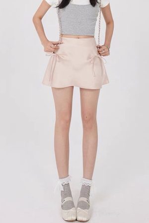 Casual Day Outfits, Easy Trendy Outfits Satin Mini Skirt with Bows