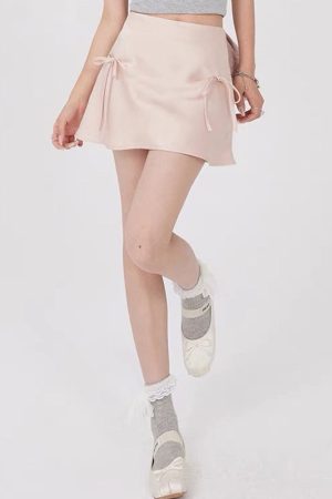 Casual Day Outfits, Easy Trendy Outfits Satin Mini Skirt with Bows