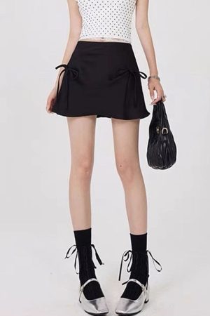 Casual Day Outfits, Easy Trendy Outfits Satin Mini Skirt with Bows