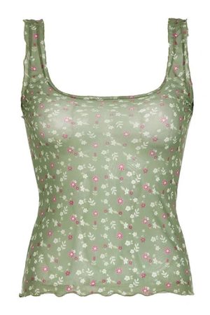 Casual Day Outfits, Easy Trendy Outfits Secret Garden Mesh Tank Top