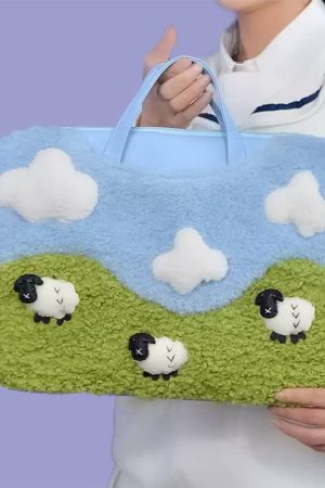 Casual Day Outfits, Easy Trendy Outfits Sheep Embroidery Aesthetic Handbag