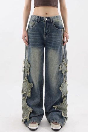 Casual Day Outfits, Easy Trendy Outfits Side Stripe Star Jeans