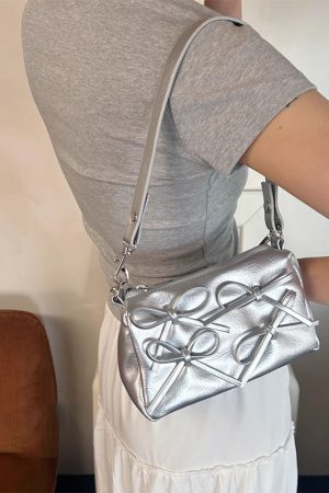 Casual Day Outfits, Easy Trendy Outfits Silver Bows Shoulder Bag