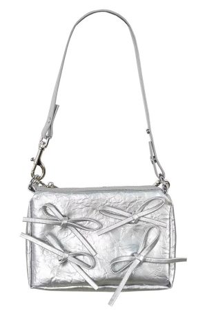 Casual Day Outfits, Easy Trendy Outfits Silver Bows Shoulder Bag