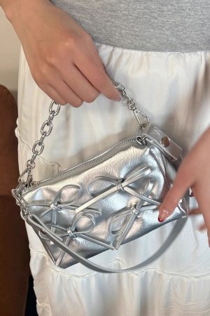 Casual Day Outfits, Easy Trendy Outfits Silver Bows Shoulder Bag