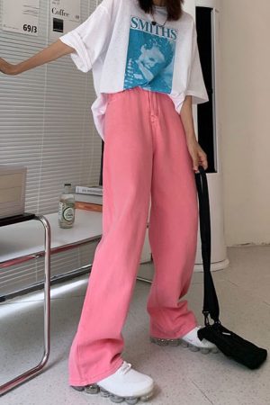 Casual Day Outfits, Easy Trendy Outfits Skater Girl Aesthetic Wide Neon Jeans