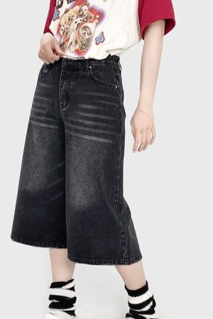 Casual Day Outfits, Easy Trendy Outfits Skater Girl Denim Baggy Shorts