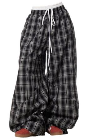 Casual Day Outfits, Easy Trendy Outfits Skater Girl Plaid Wide Leg Pants