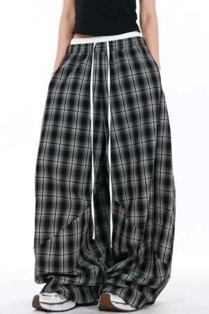 Casual Day Outfits, Easy Trendy Outfits Skater Girl Plaid Wide Leg Pants