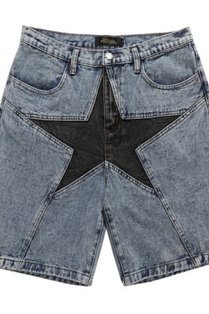 Casual Day Outfits, Easy Trendy Outfits Skater Girl Star Denim Shorts