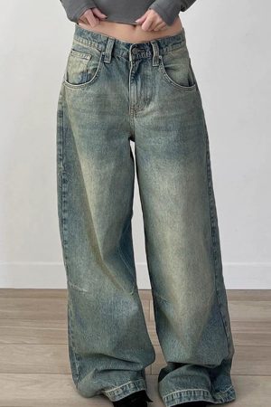 Casual Day Outfits, Easy Trendy Outfits Skater Girl Washed Wide-Leg Jeans